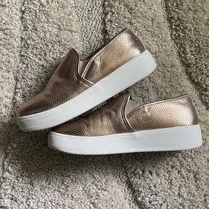 Steve Madden Gracy Rose Gold Slip On Platform Shoes Size 8